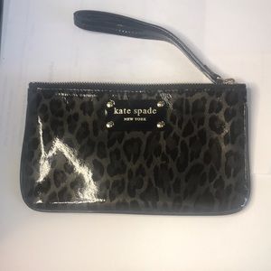 Kate Spade animal print gray black wristlet
